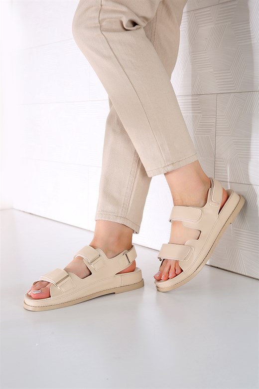 Kadın Cırtlı Sandalet BEJ
