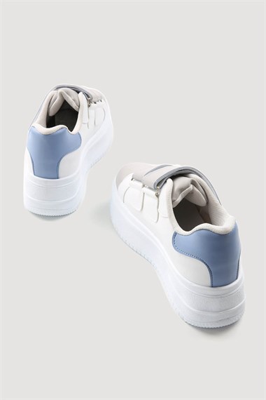Kadın Çift Cırtlı Spor Ayakkabı gri beyaz mavi